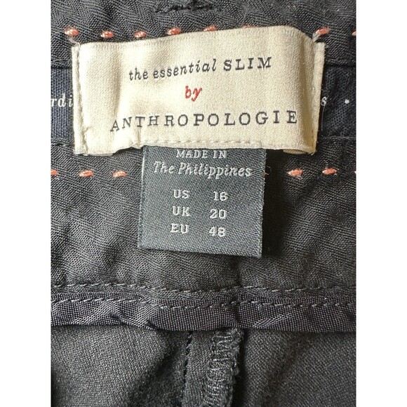 Anthropologie The Essential Slim Black Slim Crop Pants Women's Pockets 16 - Picture 4 of 9